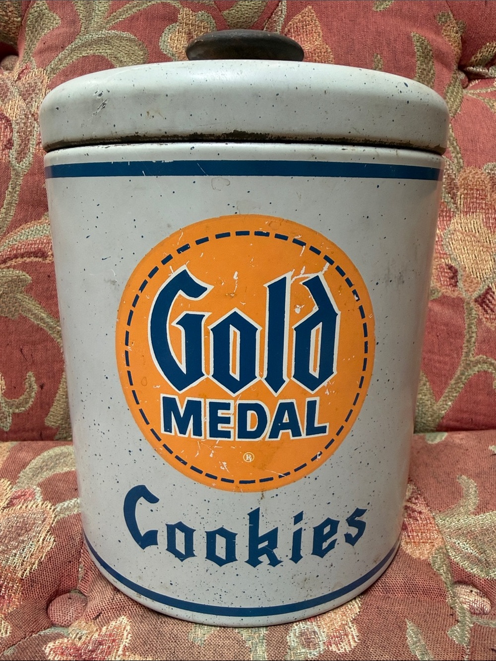 Vintage Ransburg Gold Medal Cookies Metal Canister